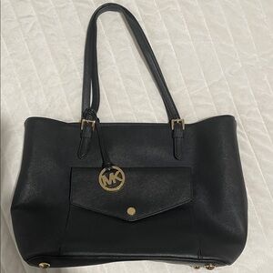 Michael Kors Black Tote with Gold Accents